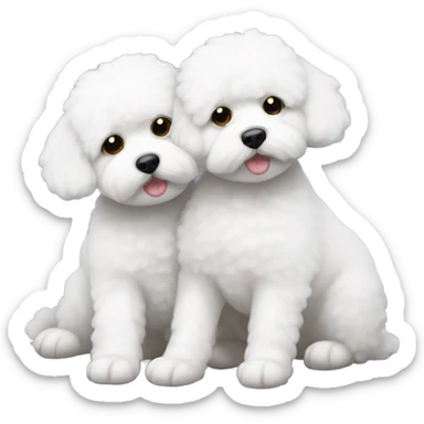 two bichons cuddling together  sticker