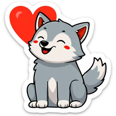 A wolf howling at a great big red heart in the sk great big red heart in the sky  sticker