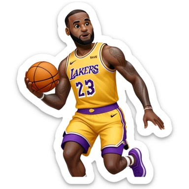 LeBron James basketball player in Lakers jersey dunking sticker