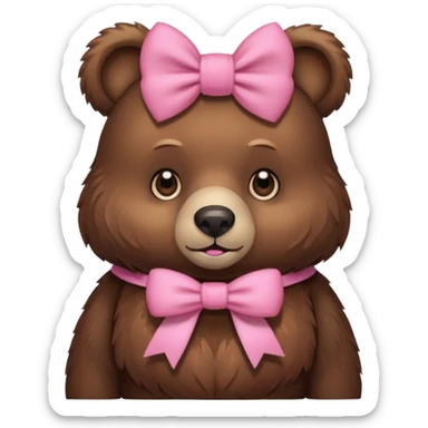 A bear wearing a pretty pink bow sticker
