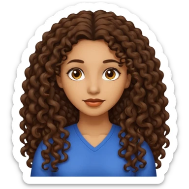 woman light brown skin long dark curly hair sticker