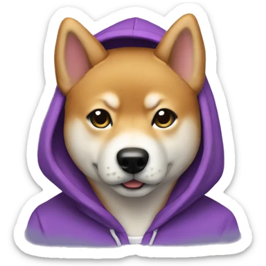 Shiba inu with a purple hoodie sticker
