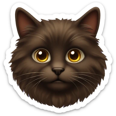 Dark brown fluffy cat sticker