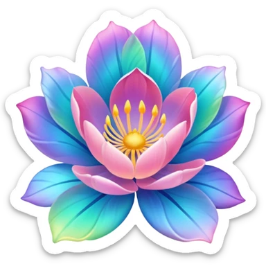 aurora flower with soft pastel gradients, luminous sticker
