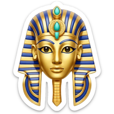 Discord emoji for "RA Silkroad", Ancient Egyptian theme, Pharaoh mask, Ankh, Scarab, Eye of Horus, colorful, shiny gold, small, clear.
 sticker
