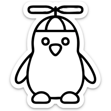 Change the penguin's propellor beanie to blue and purple, keep the outlined icon style, with no background. sticker
