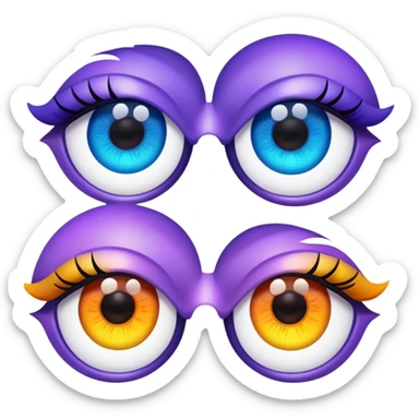 expressive cartoon eyes with colorful irises sticker