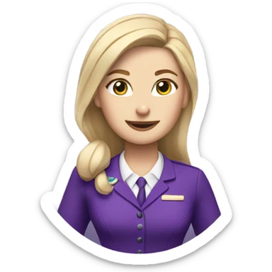 Blonde fair skin flight attendant in purple dress  sticker