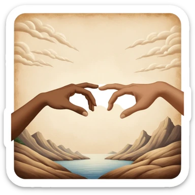 two hands reaching out to each other like in the painting of the creation of Adam sticker