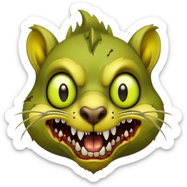 undead zombie squirrel, yellow green empty eyes, rotting, evil, chaotic  sticker