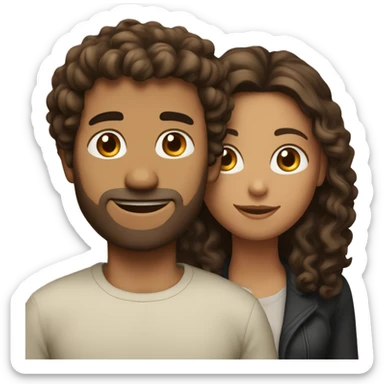 A wheatish girl with dark brown curly hair and her tall wheatish husband with light brown straight hair sticker