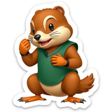 Oregon State Beaver mascot playfully strangling University of Oregon Duck mascot sticker