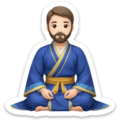 Beautiful man with beard in Hanfu sitting on the ground sticker