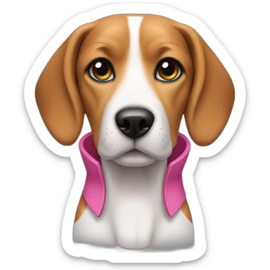 Female Beagle with pink collar sticker