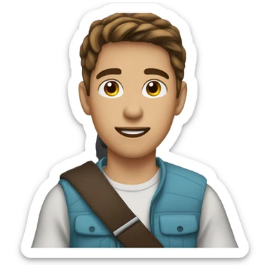 teenager boy with brown eyes and brown hair  in car interior sticker