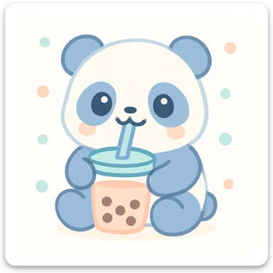 panda drinking bubble tea sticker