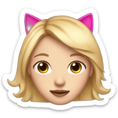 Blonde Hair Girl with Cat ears and pink eyes sticker