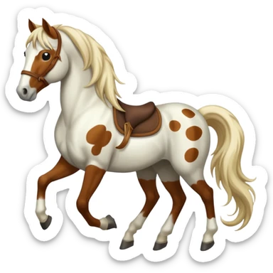 A horse in white with brown spots and a long mane sticker
