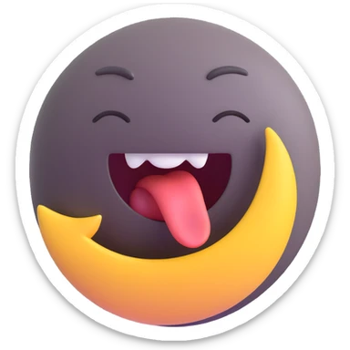 sleepy moon mouth open in a yawn 3D emoji style sticker