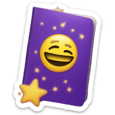 Passport with sparkles log on the cover, purple and yellow colors sticker