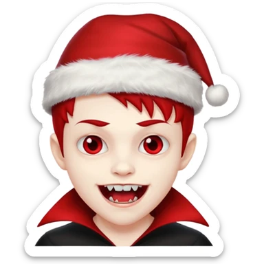 Vampire boy ,Fangs , cHristmas hat  sticker