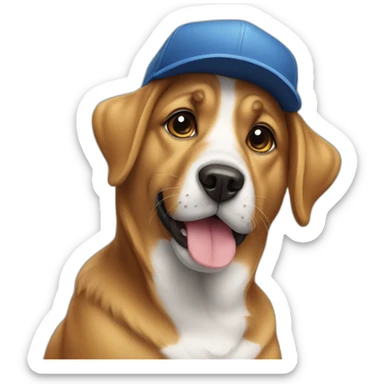 Dog with cap sticker