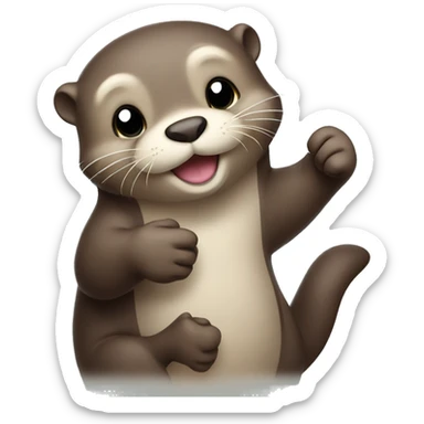  Cute otter two thumbs up sticker