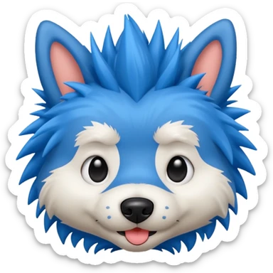 blue very spiky haired dog sticker