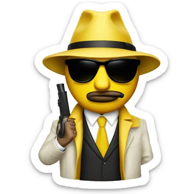 yellow suit mafia with bazooka and sunglasses sticker
