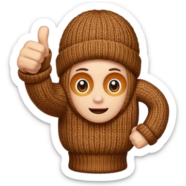 thumbs up fist in brown knit mitten sticker