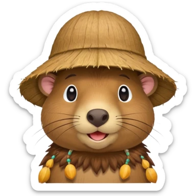 capybara with coconut hat sticker