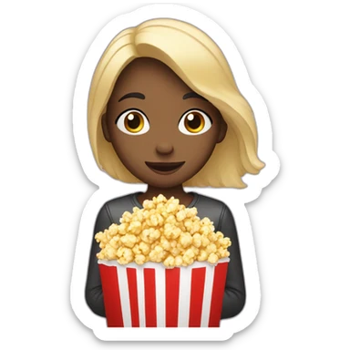 Une fille qui regarde un film avec du popcorn sticker
