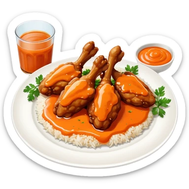 chicken wings buffalo with rice sticker