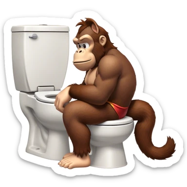 Donkey Kong sitting on toilet sad sticker
