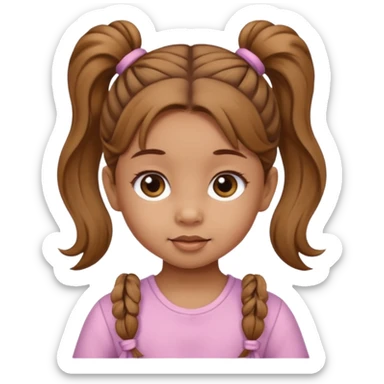 ligth brown baby girl with ponytails hairstyle  sticker