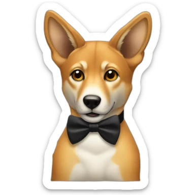 A dingo wearing a black bowtie sticker