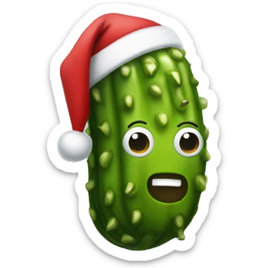 pickle in a santa hat sticker