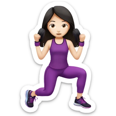 Long hair asian girl working out cute outfit sticker