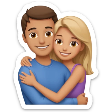 Create a man hug his girlfriend sticker
