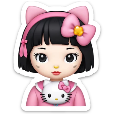 Hello kitty with black hair sticker