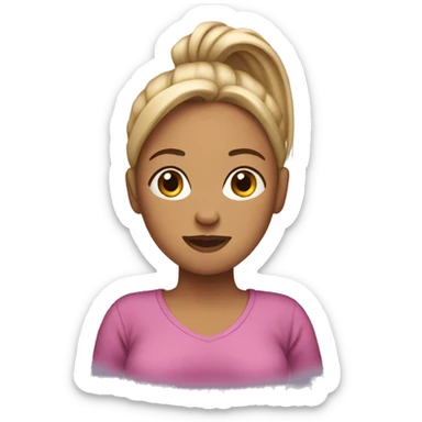 woman with ponytail pregnant sticker