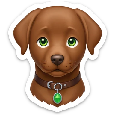 brown labrador with green eyes and brown collar sticker
