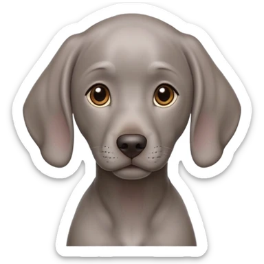 cinematic-noble-weimaraner puppy-portrait-emoji,-poised-and-regal,-with-a-strong,-athletic-build-and-a-lustrous,-well-groomed-grey fur,-deep-set-soulful-brown-eyes,-simplified-yet-sharp-and-sophisticated-features,-highly-detailed, sticker