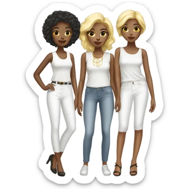 white Fashionable Girls Trio sticker