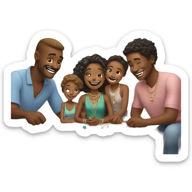 happy family moment with jewelry sticker