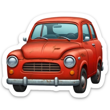 a red crappy car sticker