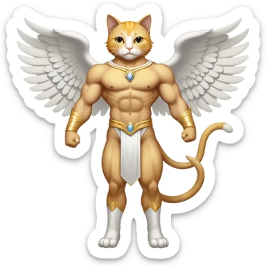 Golden Divine god angel Omni Black and white Super muscular Buff sigma Gigachad cat full body tuxedo colored  sticker