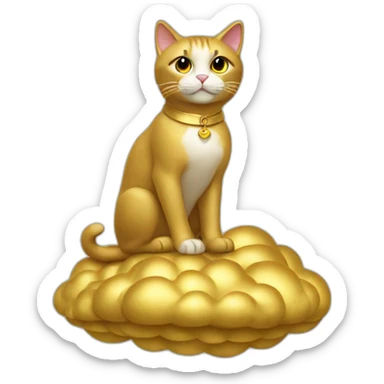 cat secretary sitting on top of the gold cloud sticker