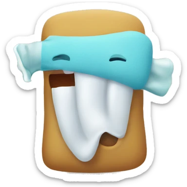 pillow brushing their teeth sticker