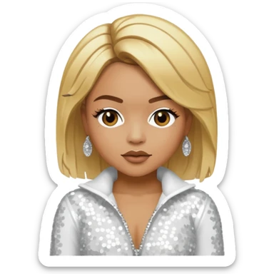 T-Boz from TLC with blonde hair, white sequin outfit sticker